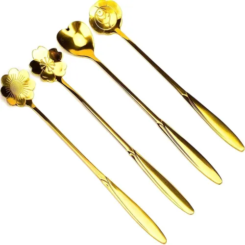 Image of Elegant Flower‑Shaped Stainless Steel Dessert Tea Spoon Set