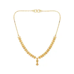 Elegant Gold Leaf Pattern Necklace with Pendant