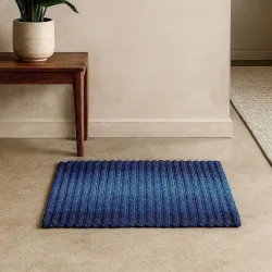 ELEGANT WEAVERS Microfiber Door & Floor Mat (Blue, Medium)