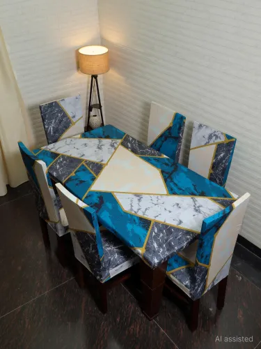Image of Eleganta Polyester, Spandex 4 Seater Printed Table Cover (Multicolor 2)