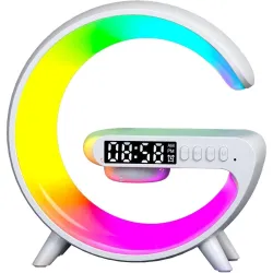 Elevea Multifunctional Bluetooth Speaker with Wireless Charging, LED Ambience, Smart Alarm Clock & Touch Interface – Ide