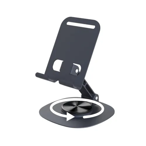 Image of Elfora Rotatable 360° Metal Mobile Stand | Angle Adjustable Desk Phone Holder | Sturdy Anti Slip Base | Compatible with 