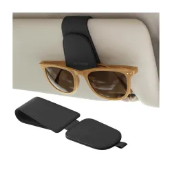 Eliane Car Accessories Universal Sunglasses Goggles Holder for Car Sun Visor, Magnetic Leather Glasses Hanger Clip (Black)