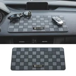 Eliane Car Dashboard Mat Anti-Slip Rubber Pad Universal Non Slip Car Dashboard Sticky Adhesive Mat for Phones Sunglasses Keys, Chess Design (Black/Grey)