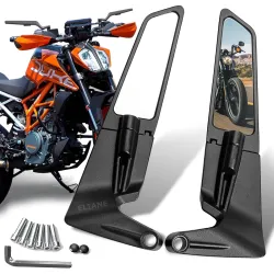 Eliane Universal Motorcycle Bike Mirrors Set Adjustable Rotating Rear View Mirror Stealth Wind Wing Side For All Bikes (York nut Fitting 8mm, 10mm)