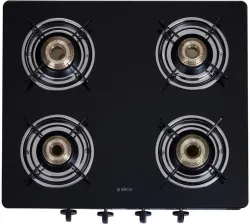 Elica 594 Ct Vetro Black Glass Manual Gas Stove (4 Burners)