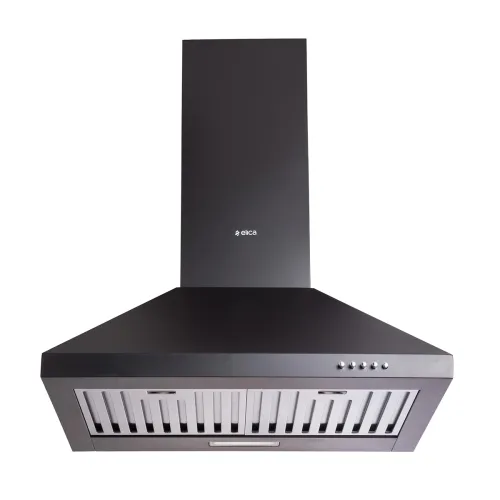 Image of Elica 60cm 1350 m3/hr Baffle Filter Kitchen Chimney | 5 Years Motor Warranty | Push Button Control | Black | AH PLUS 260