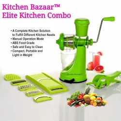 Elite Plastic Manual Citrus Juicer Set, Set of 3, Green