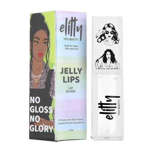 Image of Elitty Jelly Lips- Transparent Lip Gloss for High Shine, Glossy Finish & Hydrating Lips with Jajoba Oil & Vitamin E | Ve