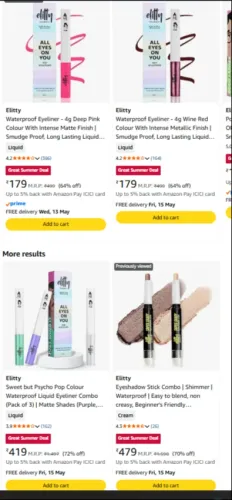 Image of Elitty Makeup Products Upto 72% Off