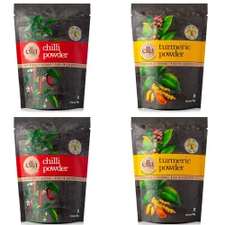 Ella Foods Spices Turmeric & Chilli Powder 100gms Pack of 4