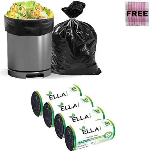 Image of Ella Garbage Bags 19x21 Inches (Medium) 120 Bags 4 Rolls | Leak Proof & Tear Resistant Trash Bag for Kitchen Home & Comm
