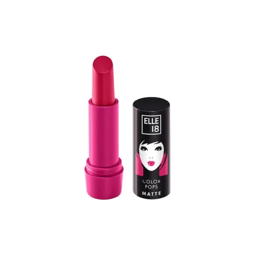 Image of Elle 18 Color Pops Matte Lipstick, Deep Pink, Moisturising Bullet Matte, with Vitamin E, Highly Pigmented, Infused with 