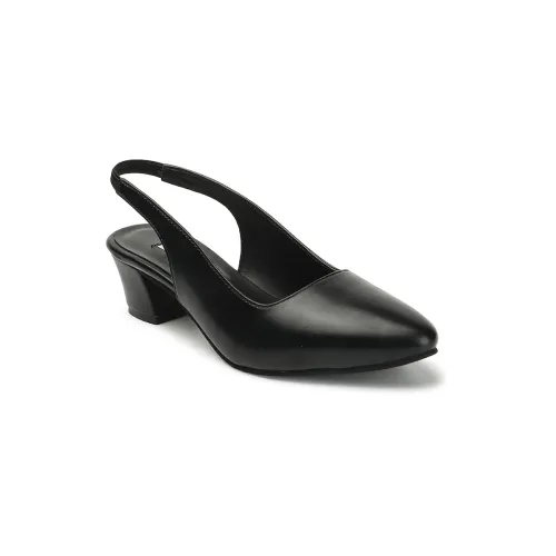 Image of ELLE Women's Solid Pointed Toe Block Heel Sling Back Mules