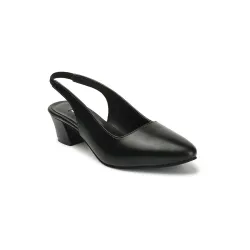 ELLE Womens Solid Pointed Toe Block Heel Sling Back Mules