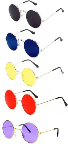 Image of ELLIGATOR UV Protection Round Sunglasses (53) (For Men & Women, Red, Yellow, Violet, Black, Blue)