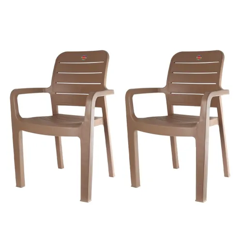 Image of Cello Trident Chair Set of 2, Marble Beige | Unbreakable, Durable & Strong |Blended PP Material, Easy to Clean |Plastic 