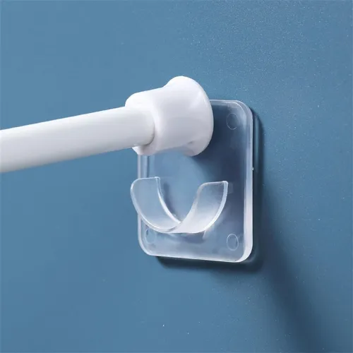 Image of ELMVIA QARB Transparent PVC Self-Adhesive Curtain Rod Hooks 4PCS