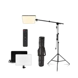 Eloies® LED Panel Video Light Kit with Bendable Boom arm for YouTube Reels Instagram Video Conferencing Live Streaming V