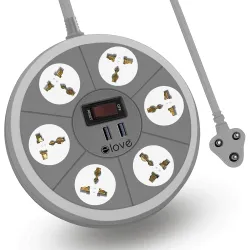 Elove USB Extension Board, 6 Outlets 2 USB Port Auto Reset ON/Off Button, 2.4 amp Fast Charging Port, Universal Multi So