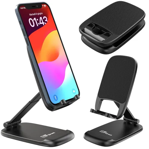 Image of ELV Mobile Stand Adjustable Foldable Phone Stand for Desk Cell Phone Holder Portable Desktop Dock Compatible with Smartp
