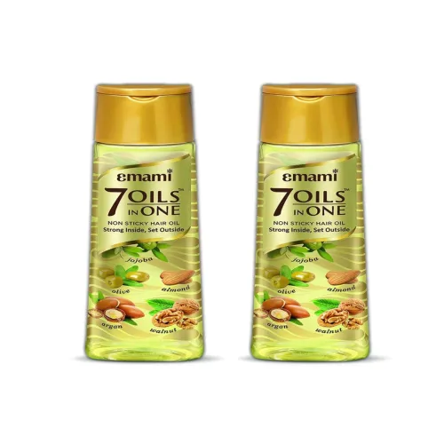 Image of Emami 7 OILS IN ONE Set Of 2 Non-Sticky Hair Oil with Jojoba Oil & Olive Oil - 500ml Each.