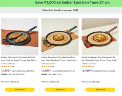Ember Cast Iron Tawa 27 cm @ ₹1499
