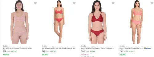 Image of Embibo Lingerie Sets starting at ₹79