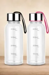 EMBICON Smart Buy Round Shape Steel Cap Water Bottle Set For Children 500 ml Plastic Bottle (Pack of 2, Clear)