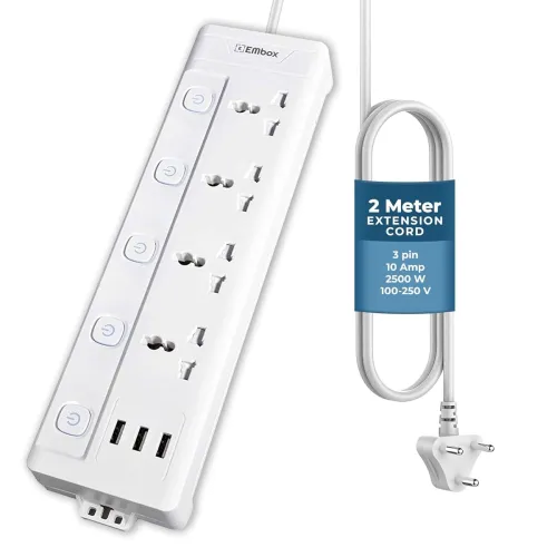 Image of Embox 10A Extension Board with 4 Sockets and 3 USB Ports