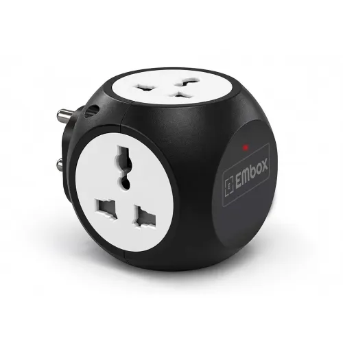 Image of EMBOX Multi Plug Adapter 6 amp Universal Sockets and LED Indicator Safety Shutter