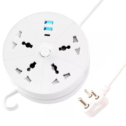 Image of EMBOX Rotary Extension Board 5m (4 Sockets + 3 USB)