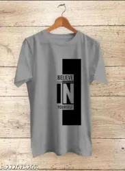 emutz Men Typography Round Neck Nylon Grey T-Shirt