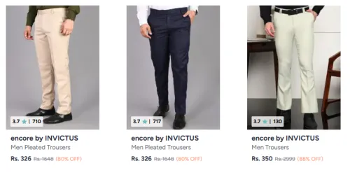 Image of Encore by Invictus Men's Trousers at Minimum 80% Discount