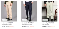 Encore by Invictus Mens Trousers at Minimum 80% Discount