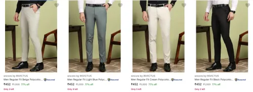 Image of Encore By Invictus Men's Trousers upto 77% Discount