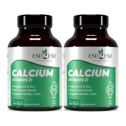 End2End Nutrition Calcium Tablets for Men and Women with Magnesium Zinc Vitamin D for complete bone health & Joint Support - 60x2 Tablets