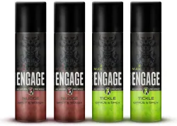 Engage Deo Combo, 2 Nudge (220ml) & 2 Tickle (220ml), Deodorant Spray (Pack of 4) Deodorant Spray - For Men (880 ml, P