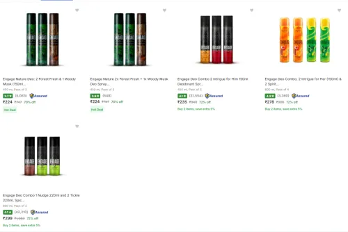 Image of Engage Deodorant Spray Minimum 70% Discount.