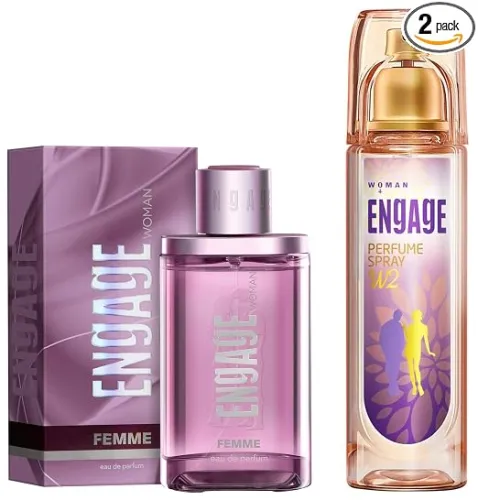Image of Engage Femme Eau De Parfum for Women, Citrus and Floral, Skin Friendly and Long Lasting, 90ml & W2 Perfume Spray for Wom
