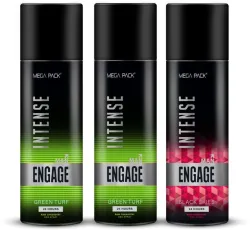 Engage Intense Deo Combo, 1 Black Skies (220ml) & 2 Green Turf (220ml) Deodorant Spray - For Men (660 ml, Pack of 3)