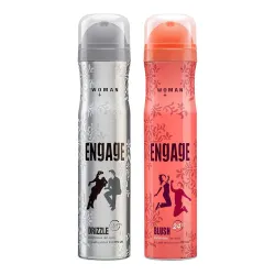 Engage New Metal Range Drizzle Deodorant Spray for Women, 150ml/100g and Blush Bodylicious Deo Spray for Women, 150ml/10