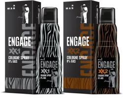 Engage XX1 + XX2 Cologne Spray Combo for Men 135ml x2 | Long Lasting Fragrance Body Spray - For Men (270 ml, Pack of 2)