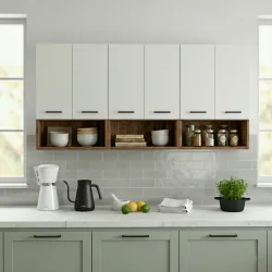 Flipkart Perfect Homes Multipurpose Modern Storage Kitchen Cabinet | Wooden Cabinet for Kitchen Engineered Wood Kitchen Cabinet (Finish Color - Noce Lyon & White, DIY(Do-It-Yourself))
