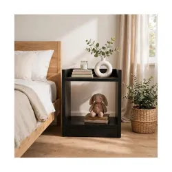 Engineered Wood Side Table with Storage Shelf