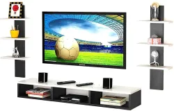Dazzling Decor Engineered Wood TV Entertainment Unit (Finish Color - BLACK & WHITE, DIY(Do-It-Yourself))