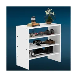 Enigmatic Woodworks Wooden Shoe Rack for Home, Shoes Chappal Slippers Organizer Stand, Small Shoerack Organiser DIY (Do it Yourself) (SR-4T White)