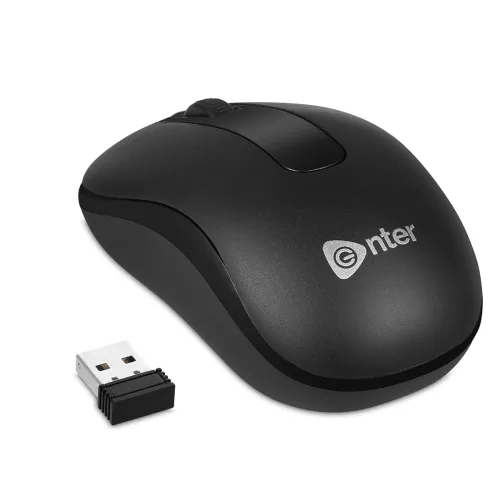 Image of Enter Optical Scroller Wireless Mouse with 2.4GHz, USB Nano Dongle, Click Wheel, 800 DPI (Black)