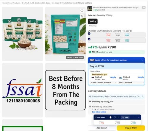 Image of Envelope Dryfruits Natural Makhana (4 x 250 g)