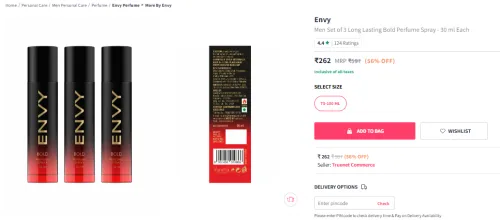 Image of Envy Men Set of 3 Long Lasting Bold Perfume Spray - 30 ml Each